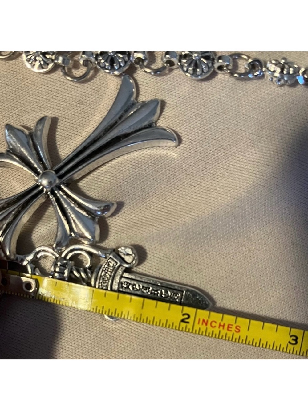 Chrome Hearts CH Silver Chain For Belt Loops Chain Wallet Gothic Cross & Dagger - Picture 6 of 7